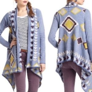 Anthropologie Fiets Voor 2 Southwestern Fuzzy Blanket Open Cardigan SZ XS